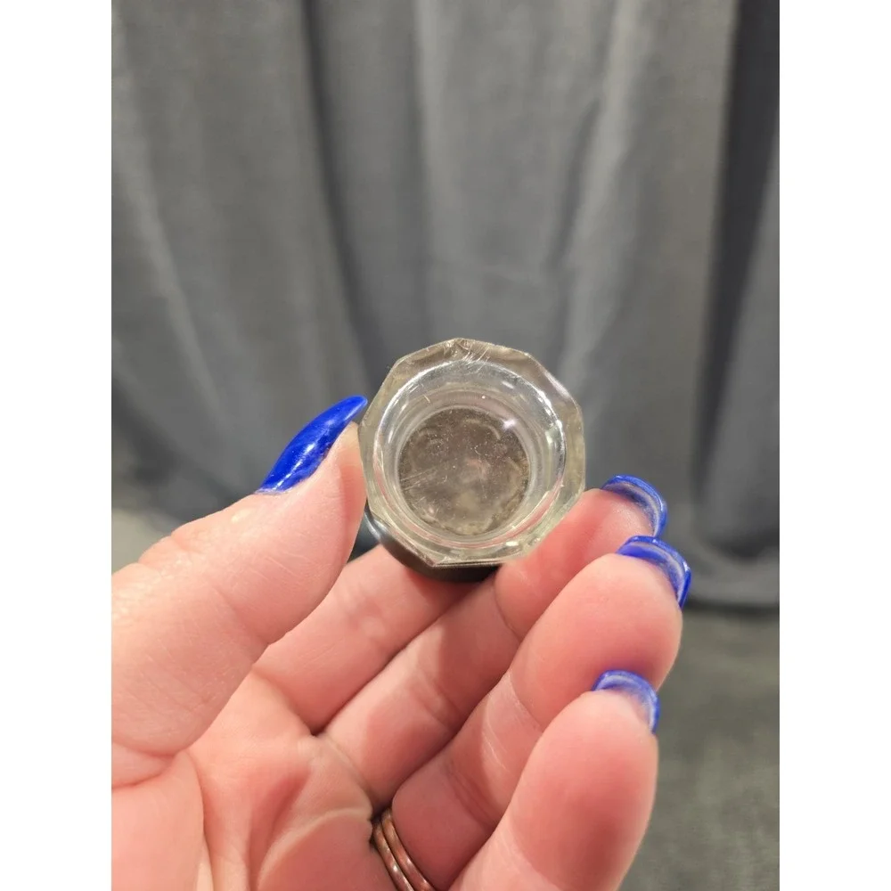 Antique F&B Sterling Silver Lid Glass Dresser Jar 3604 Monogram Vanity